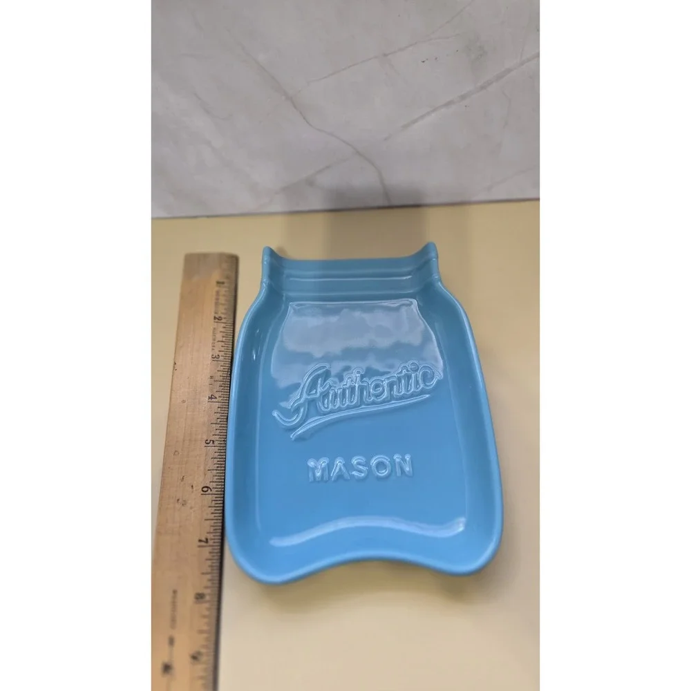 New Home Essentials Authentic Mason Ceramic Spoon Rest Aqua Blue